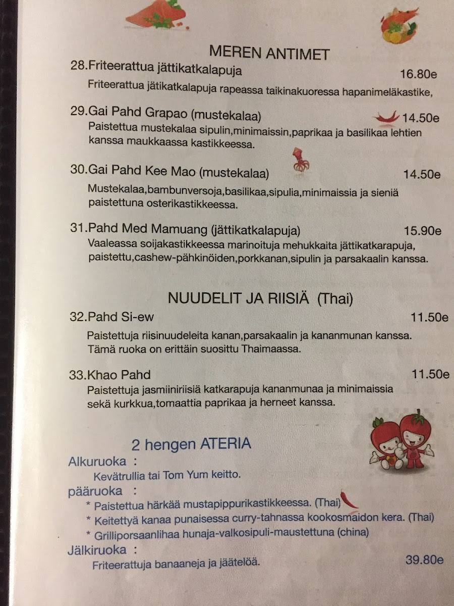 Menu Restaurant Thai-China - Punainen Chili-2