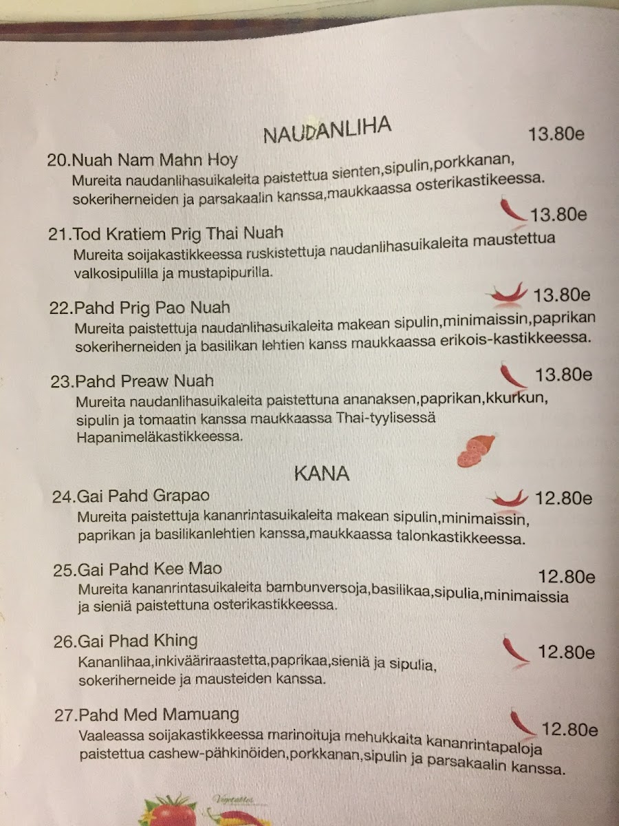 Menu Restaurant Thai-China - Punainen Chili-3